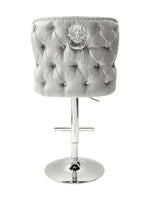 Load image into Gallery viewer, Plush-BS-27 HQ Silver Velvet Bar Stool
