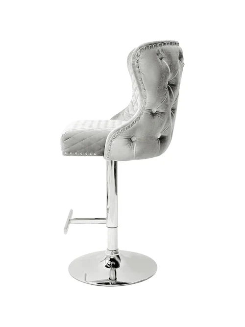 Plush-BS-27 HQ Silver Velvet Bar Stool