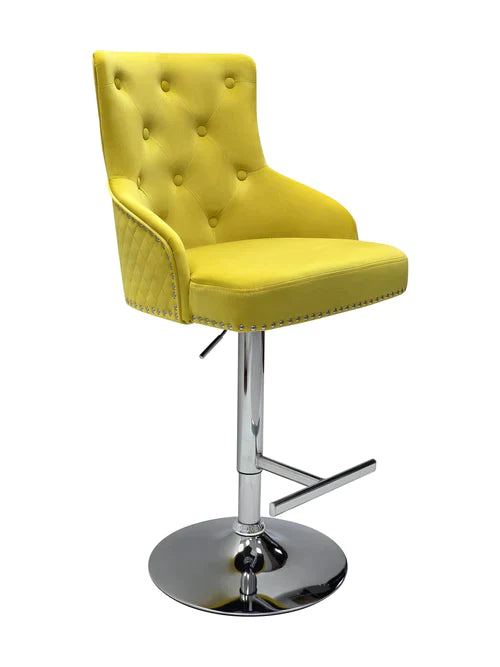 Plush-BS-24 Mustard Fabric Bar Stool