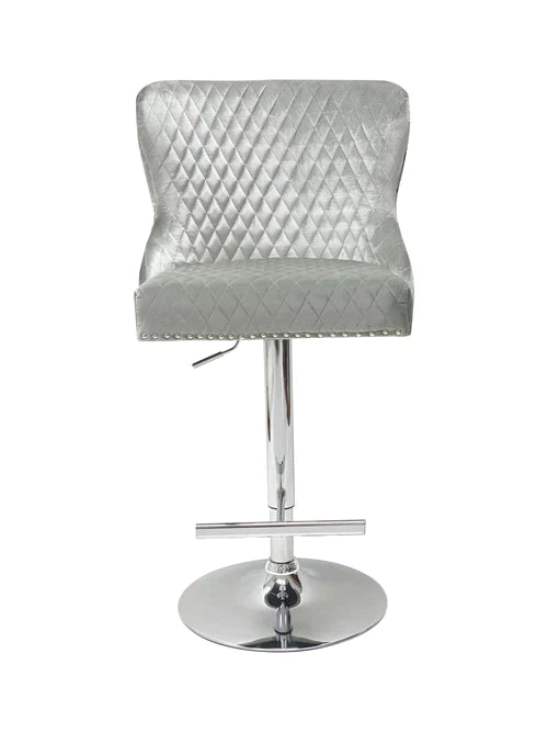 Plush-BS-27 HQ Silver Velvet Bar Stool