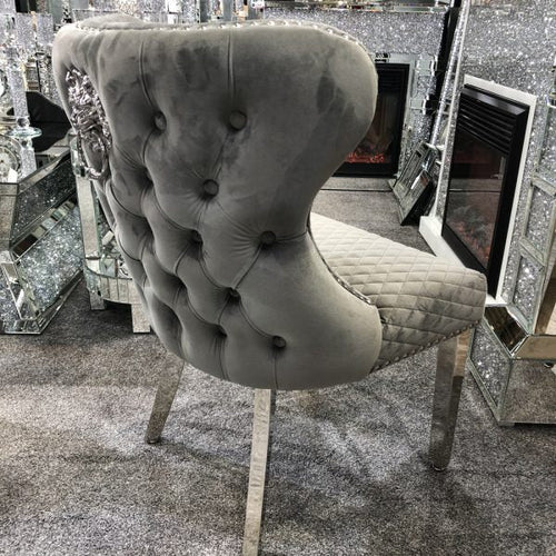 Plush-DC-27 Grey Velvet Dining Chair