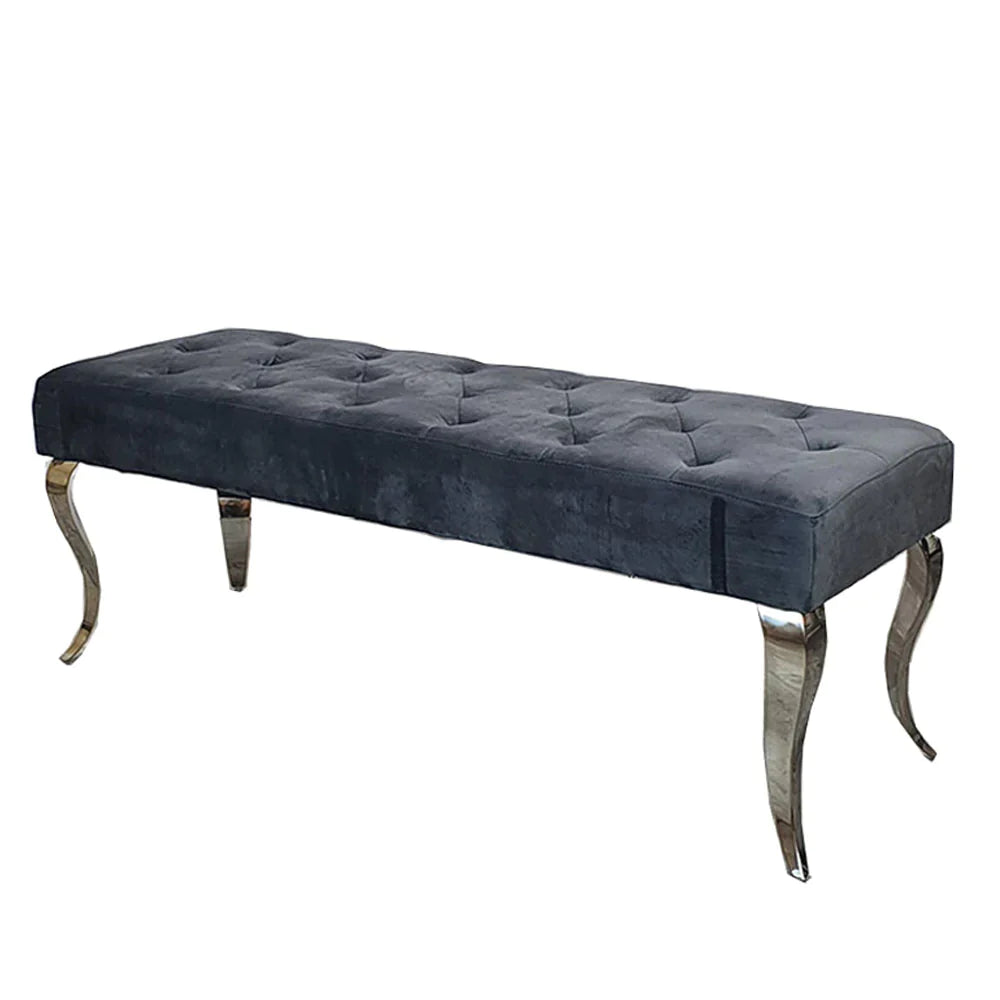 Plush-DB-02 Velvet Dining Bench in Dark Grey