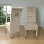 Load image into Gallery viewer, Plush-DC-25 Mink Colour Chrome Leg Lion Knocker Dining Chair
