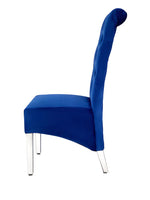 Load image into Gallery viewer, Plush-DC-25 Navy Colour Chrome Leg Lion Knocker Dining Chair
