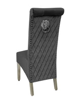 Load image into Gallery viewer, Plush-DC-25 Grey Colour Chrome Leg Lion Knocker Dining Chair
