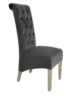 Load image into Gallery viewer, Plush-DC-25 Grey Colour Chrome Leg Lion Knocker Dining Chair
