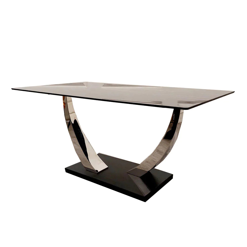 Plush-DT-14 1.6 Chrome Dining Table with Black Sintered Stone Top