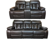 Vancouver 3+2 Recliner Leather Aire Sofa - choclate