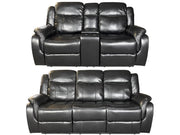 Venice 3 + 2 Recliner Leather Aire Sofa- Black
