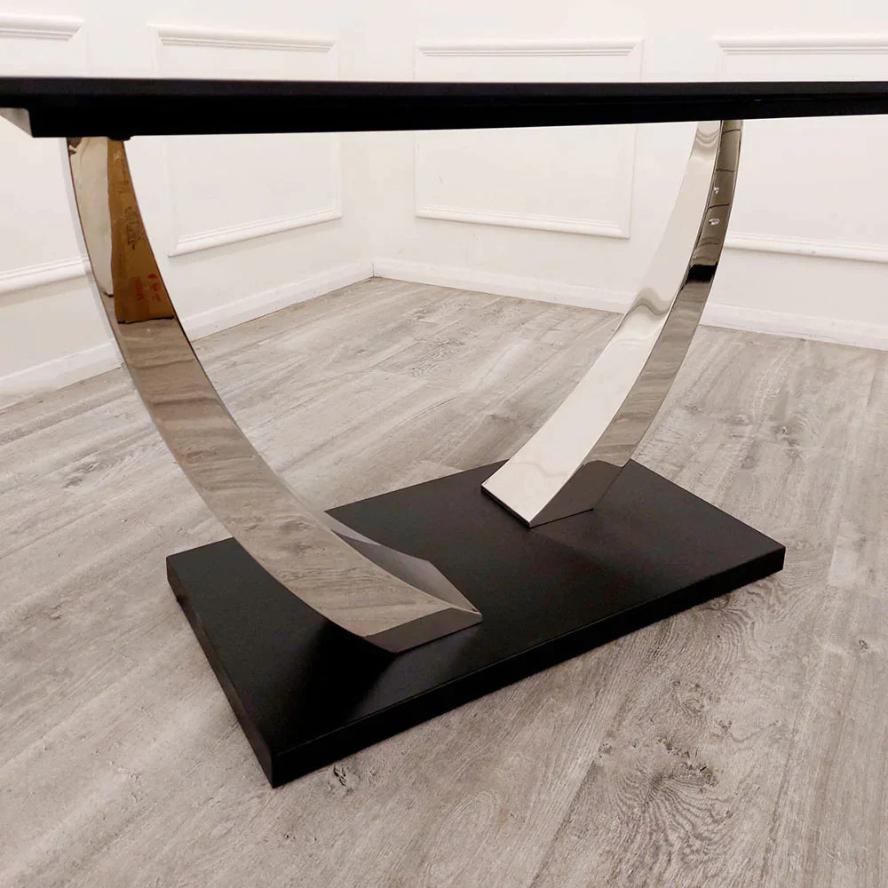 Plush-DT-14 1.6 Chrome Dining Table with Black Sintered Stone Top