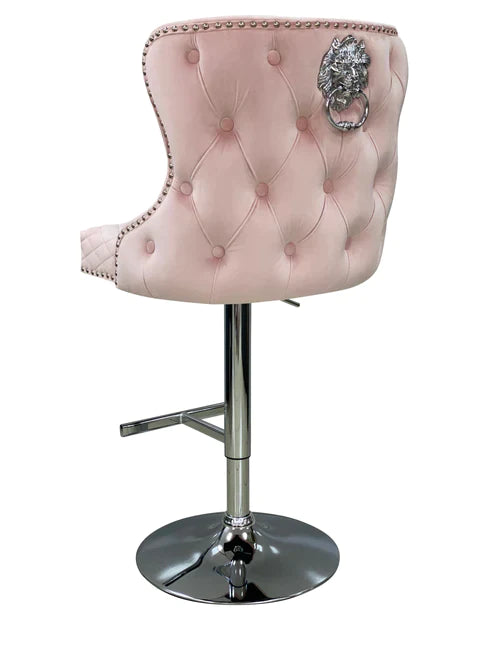 Plush-BS-27 Pink Velvet Bar Stool