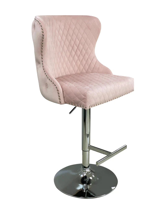 Plush-BS-27 Pink Velvet Bar Stool