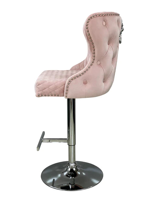 Plush-BS-27 Pink Velvet Bar Stool