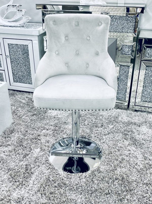 Plush-BS-24 Silver Fabric Bar Stool