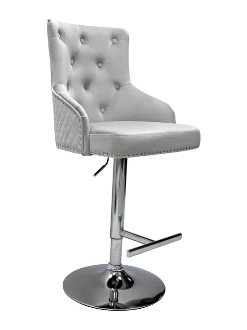 Plush-BS-24 Silver Fabric Bar Stool