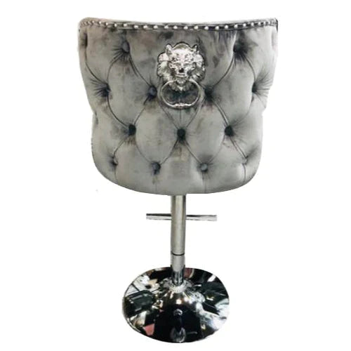 Plush-BS-27 Grey Velvet Bar Stool