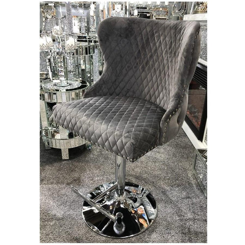 Plush-BS-27 Grey Velvet Bar Stool