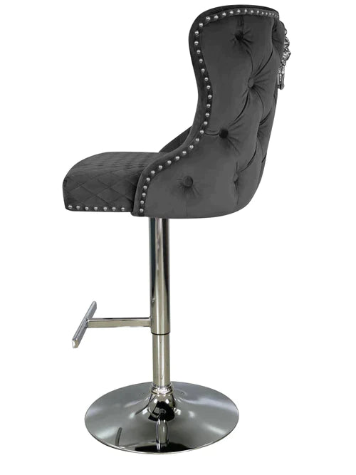 Plush-BS-27 Grey Velvet Bar Stool