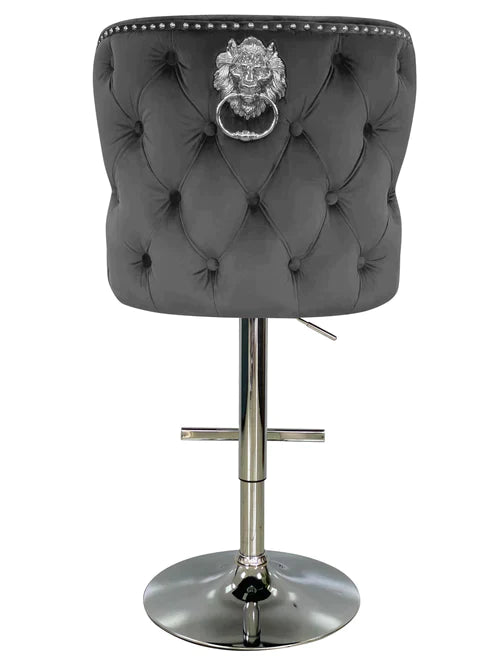 Plush-BS-27 Grey Velvet Bar Stool