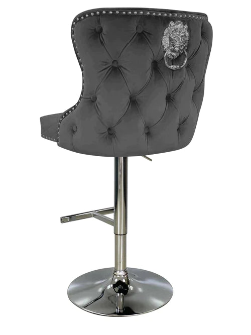 Plush-BS-27 Grey Velvet Bar Stool