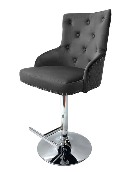 Plush-BS-24 Grey Fabric Bar Stool